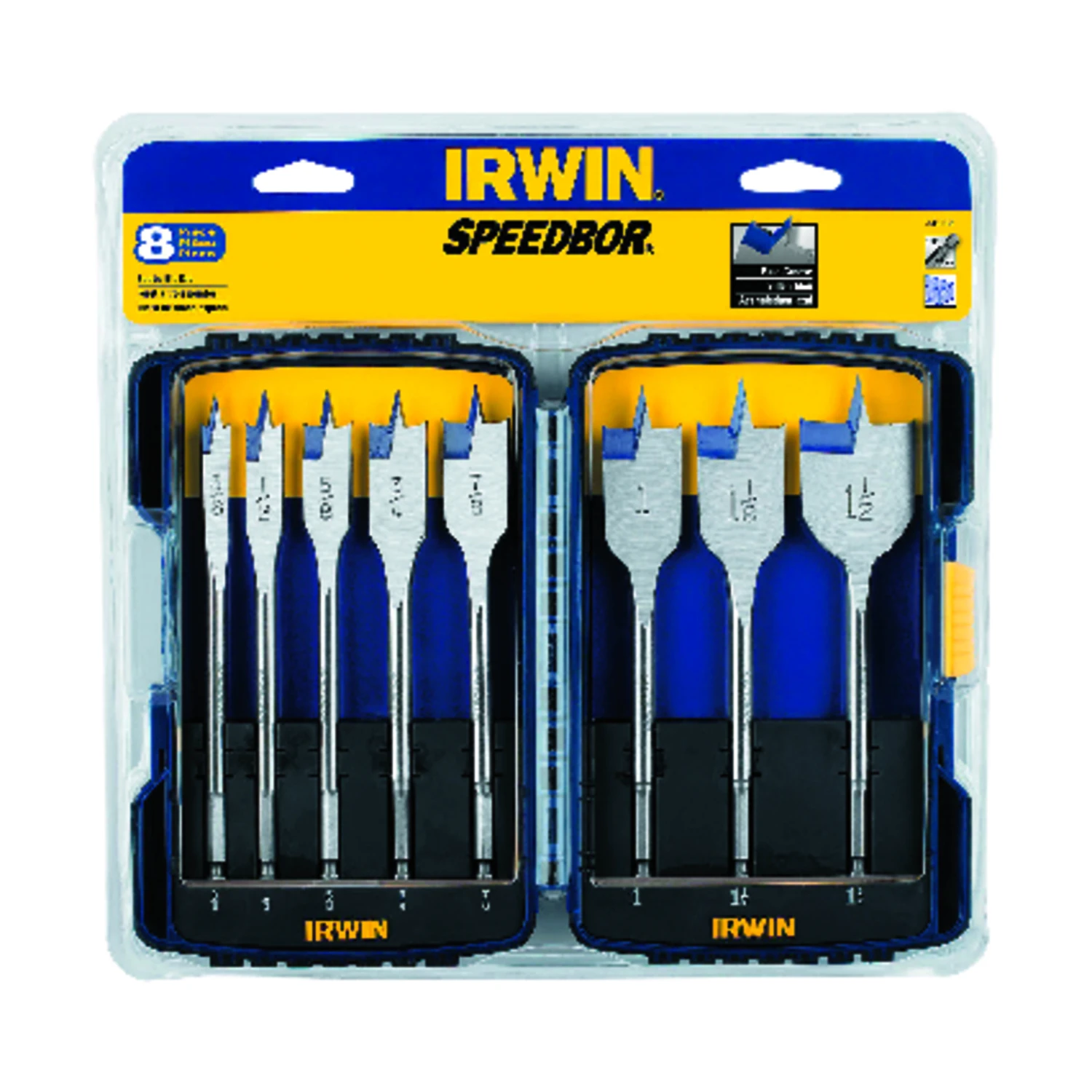 341008 8-piece Spade Bit Set, Steel, Bright With Durable Case