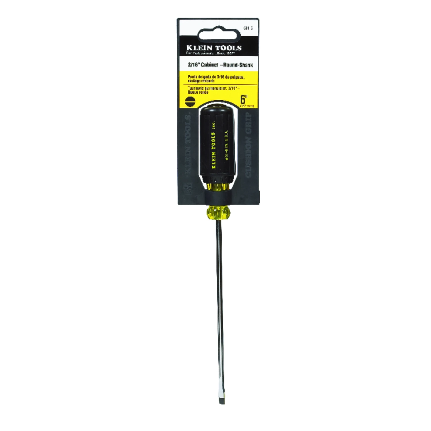 3/16 Inch by 6 Inch Cushion Grip Screwdriver with Cabinet Tip