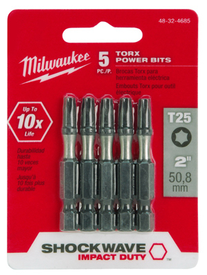Shockwave T25 Torx Power Bit, 2 In., 5-Pk.