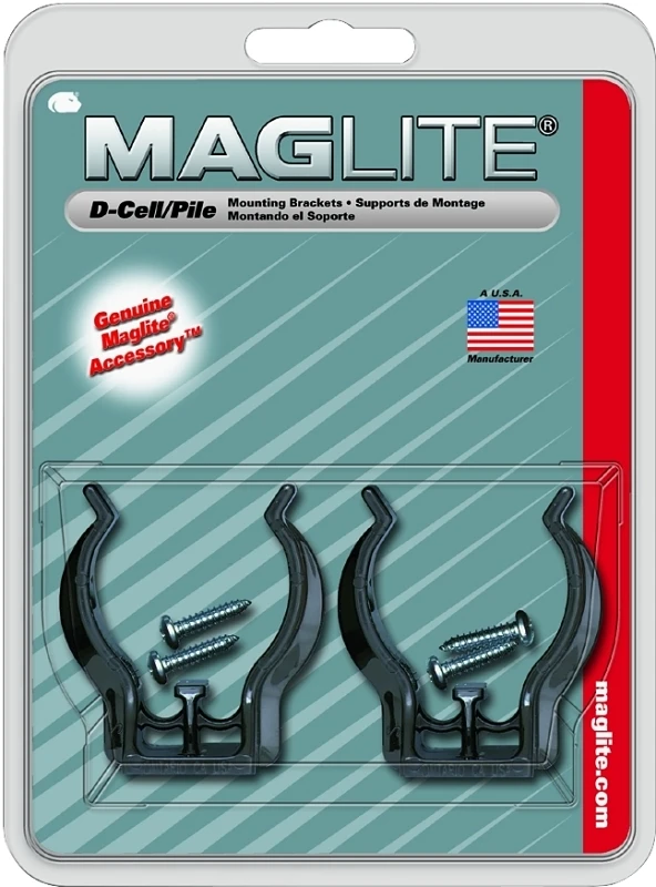 2-Pack  D  Cell Flashlight Mounting Bracket Clamp