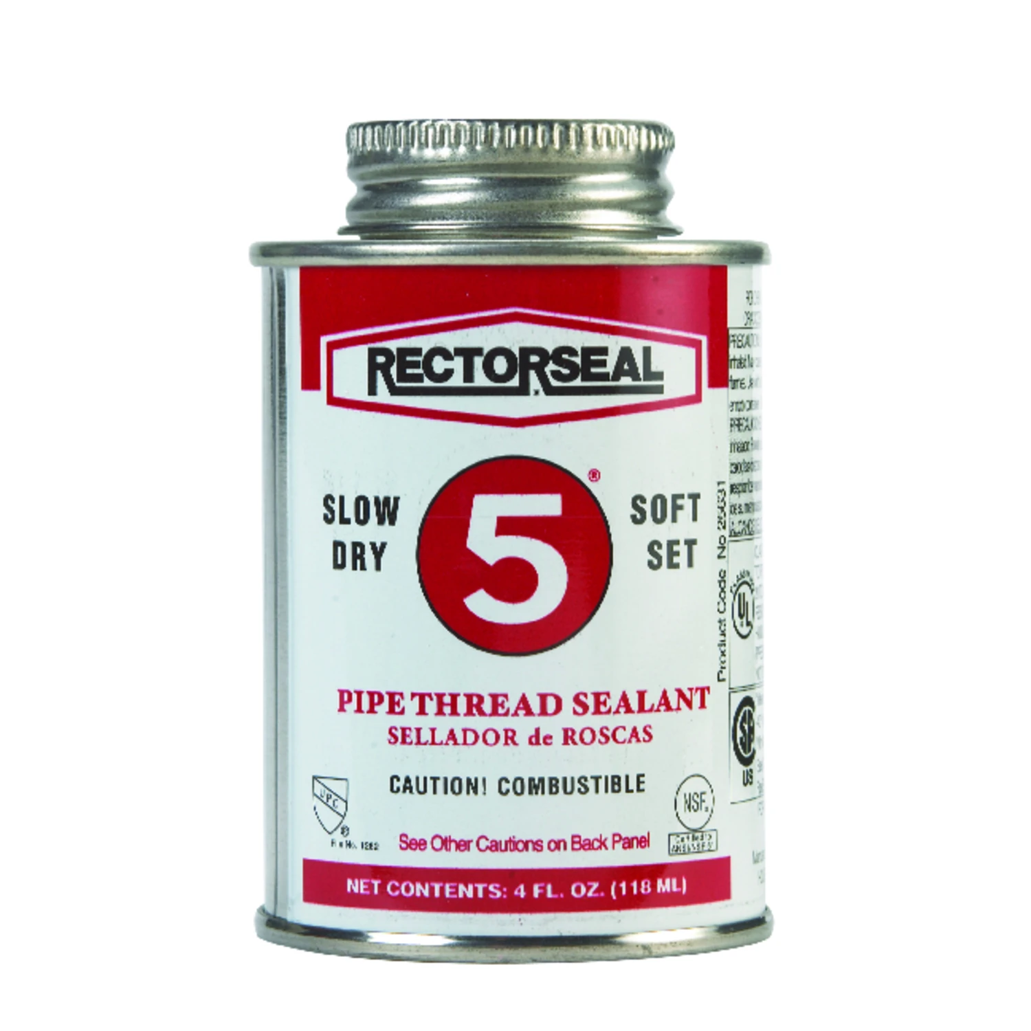 Four Ounce Container of Number Five Pipe Thread Sealant for Plumbing and Pipe Fittings