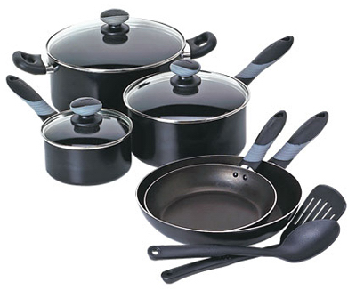 Get A Grip 10-piece Non-stick Aluminum Cookware Set - Black