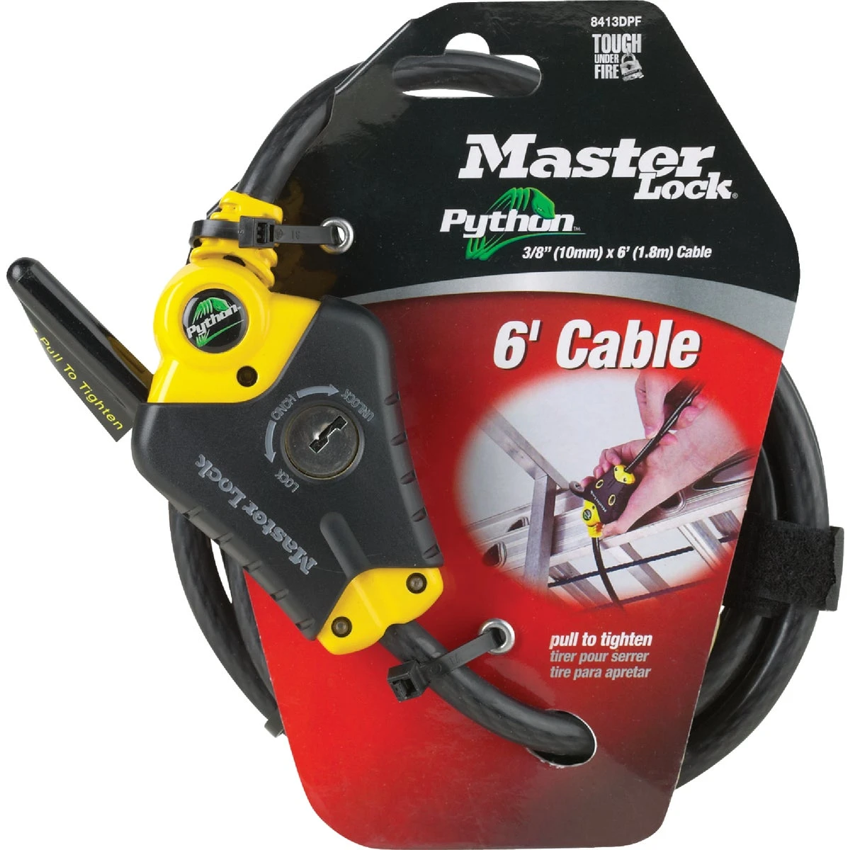 Python 6 Ft. X 3/8 In. Adjustable Locking Cable - Model 8413xdpf