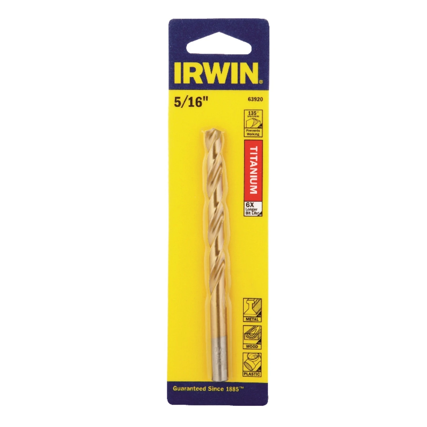 Titanium Coated Jobber Length Drill Bit, 5/16 Inch Diameter