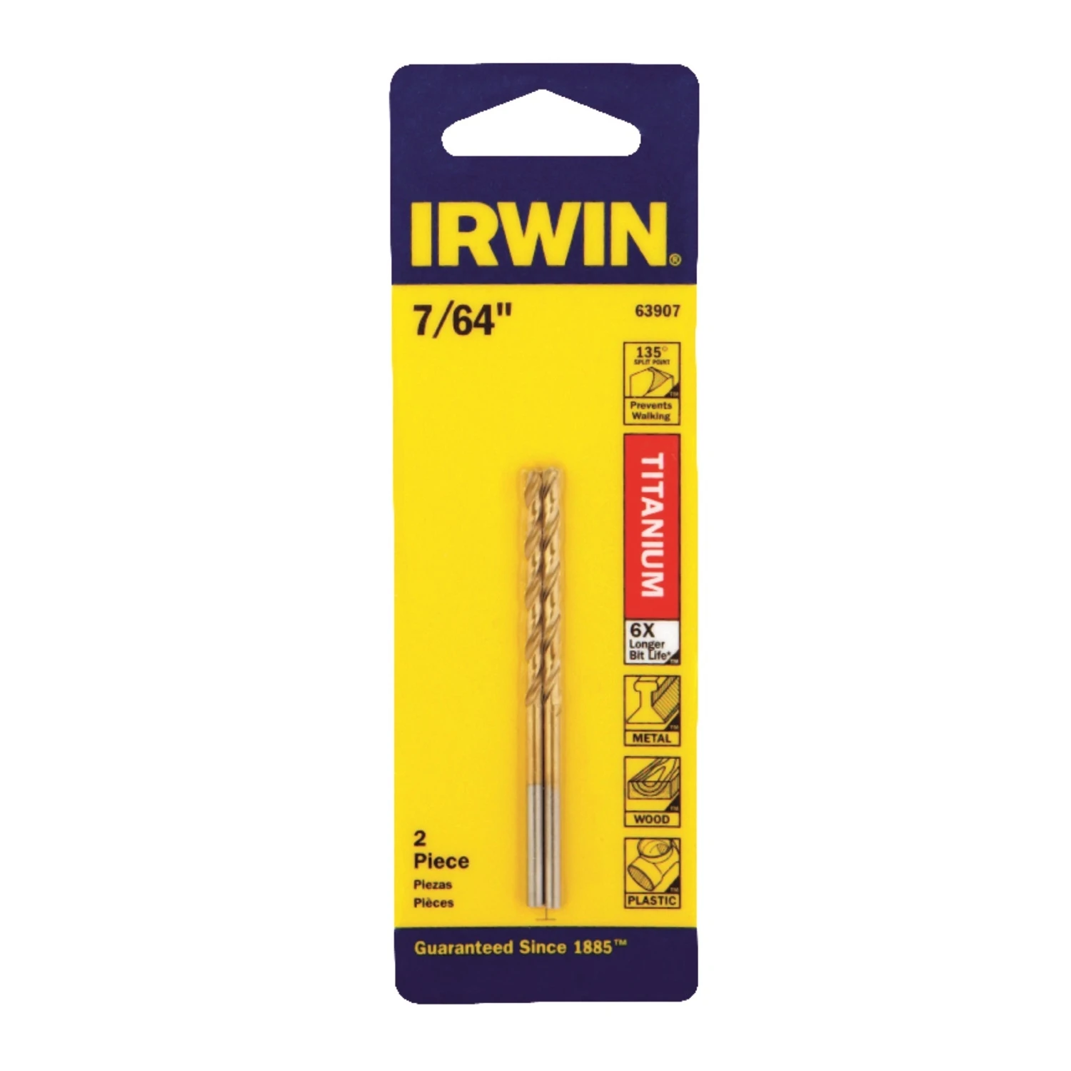 Titanium Coated Jobber Length Drill Bit, 7/64 Inch Diameter