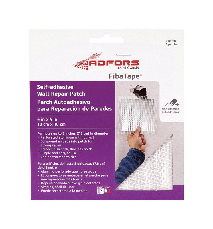 4 In. X 4 In. Self-adhesive Drywall Repair Patch - Metal Reinforced