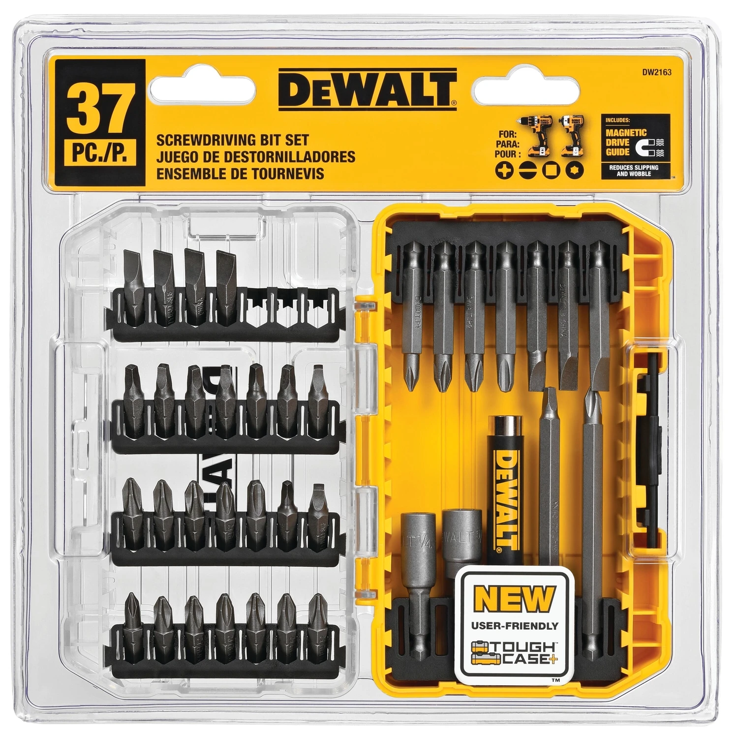 37-piece Screwdriver Bit Set With Tough Case And Magnetic Drive Guide