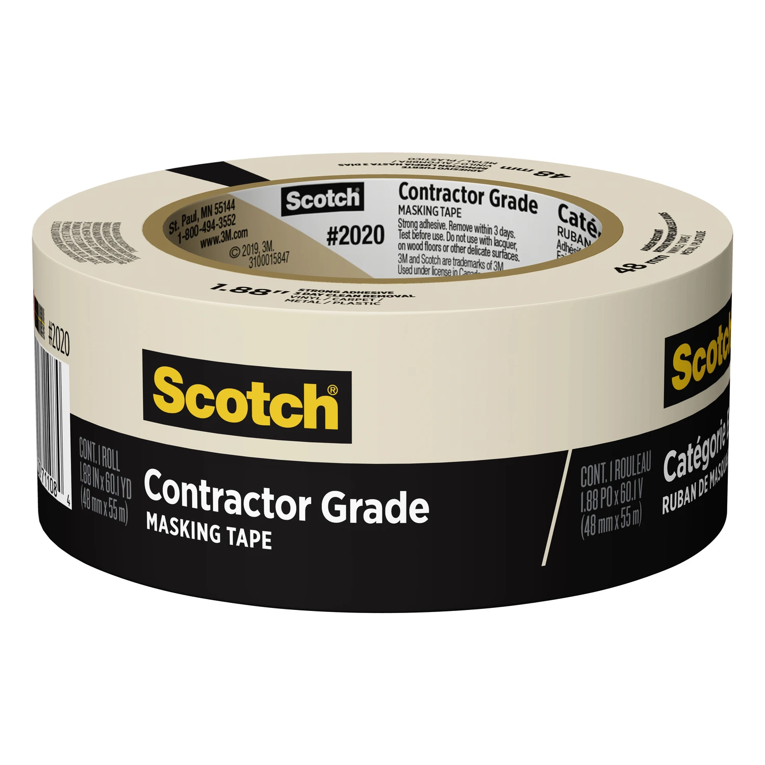 Masking Tape, Brown, 1.88 In. x 60 Yd.
