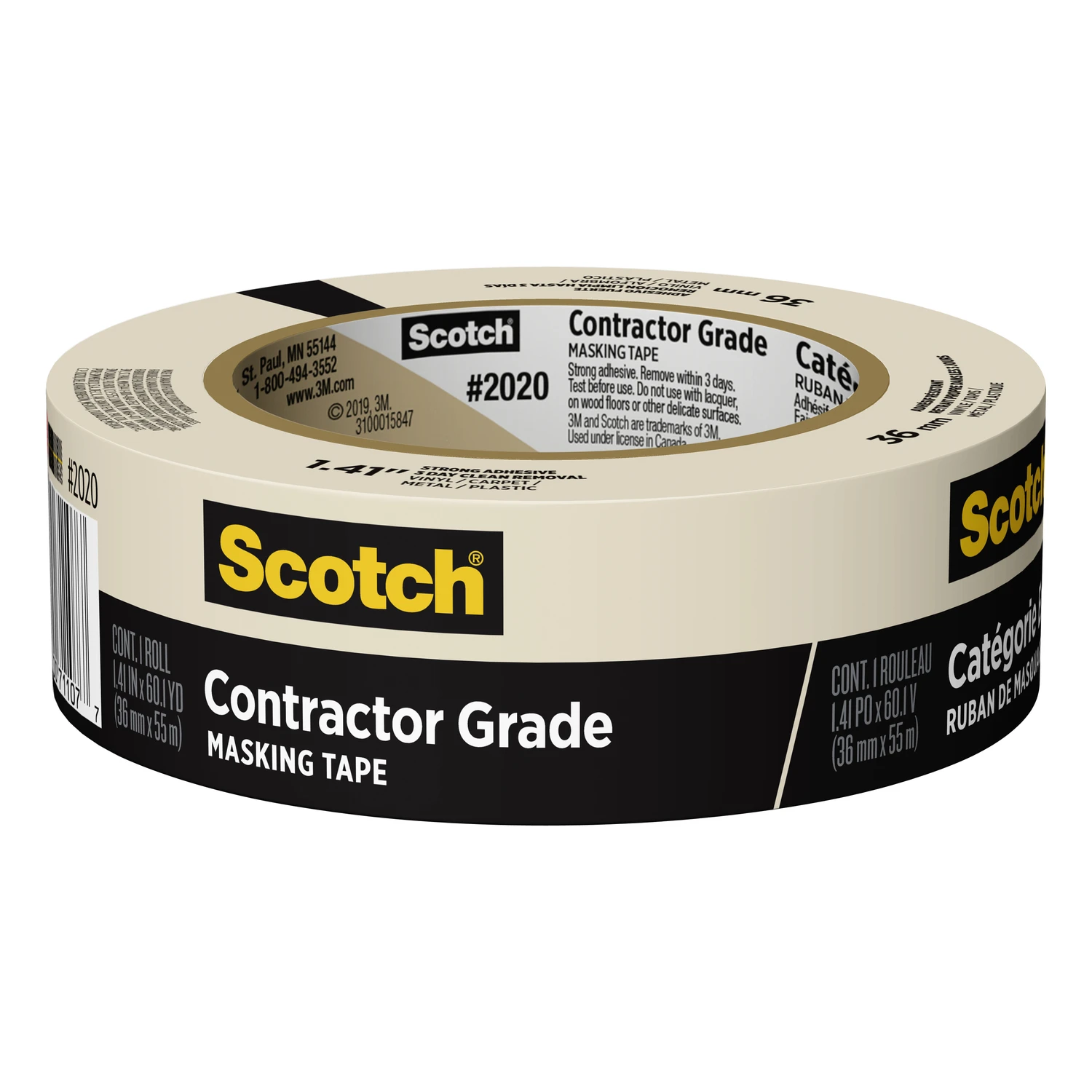 Masking Tape, Brown, 1.41 In. x 60 Yd.