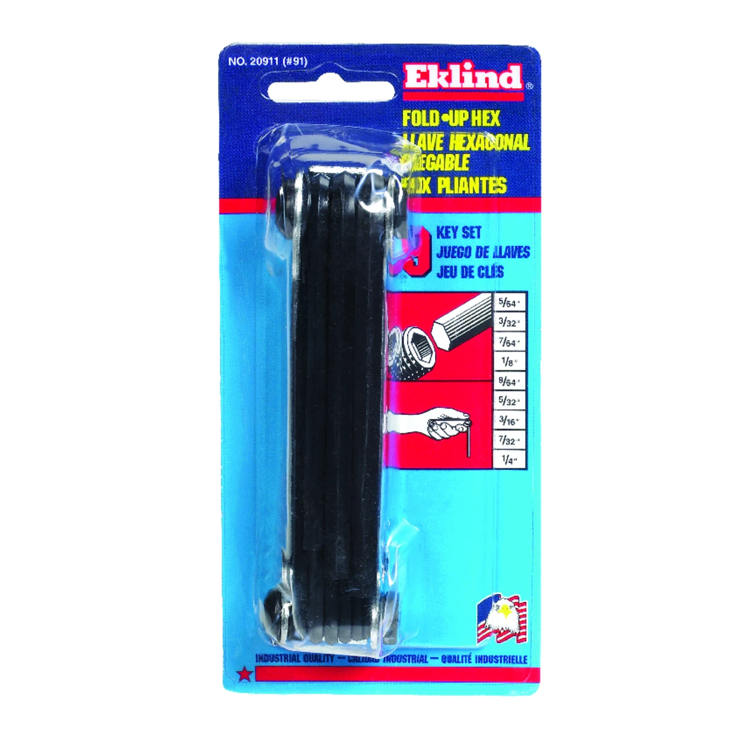 20911 9-piece Sae Fold-up Hex Key Set, Chrome Nickel Alloy Steel
