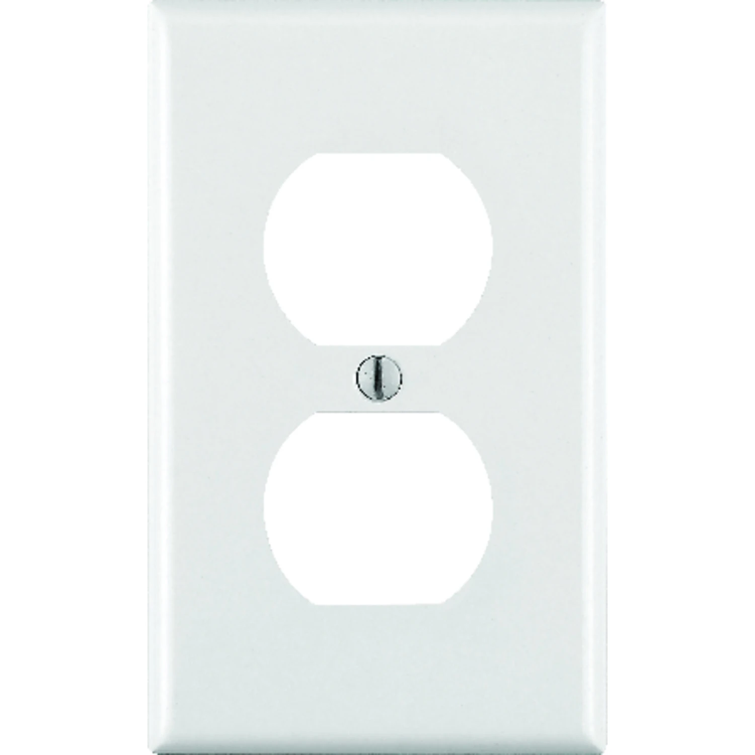 1-gang Smooth Plastic Duplex Outlet Wall Plate, White, Model 020-88003, 1 Pk