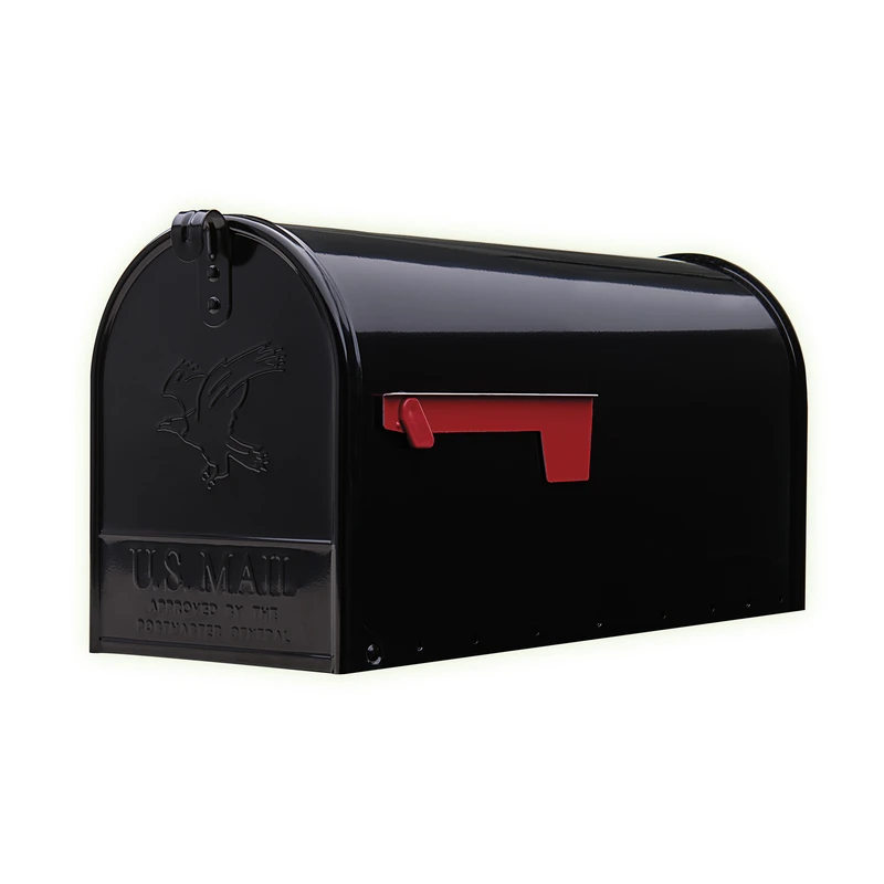 T2 Large Black Steel Rural Post Mount Mailbox - E1600bam
