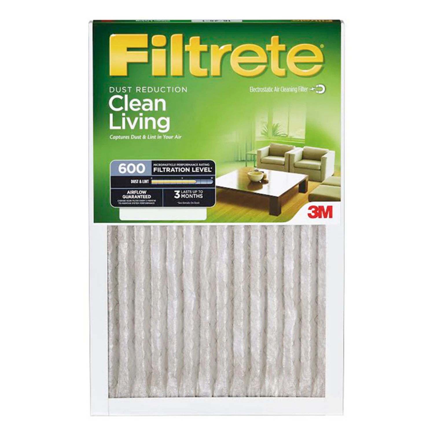 Air Filter, Dust Reduction, 3 Months, Green, 14x24x1-In.