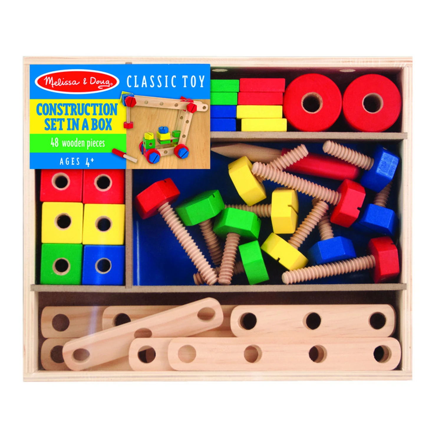 48 Piece Construction Building Set - Wooden Toy For Kids