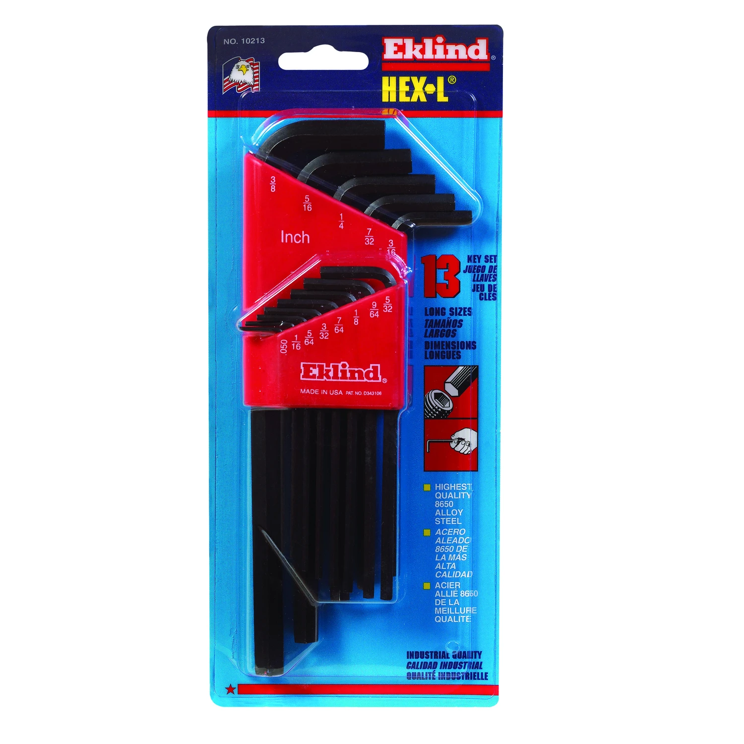 Long Arm Hex Key Set, 13-piece, Sae Sizes .050 To 3/8