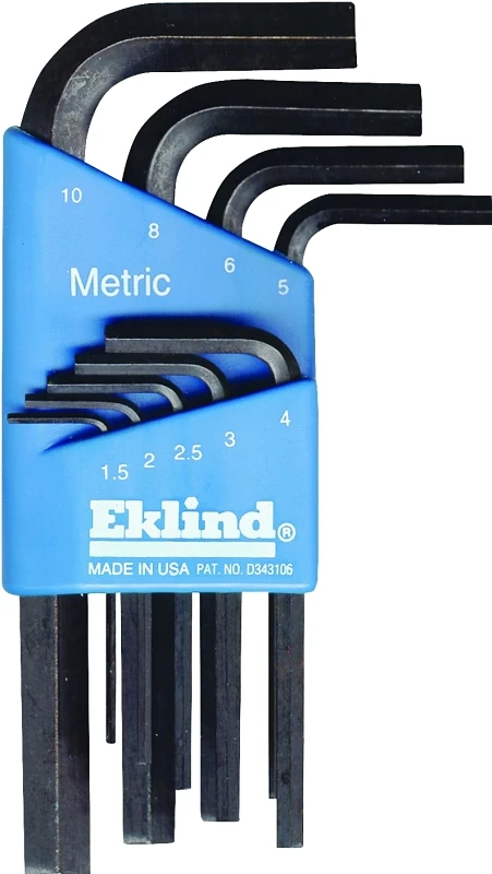 10509 Metric Short Arm Hex Key Set, 9-piece, Alloy Steel