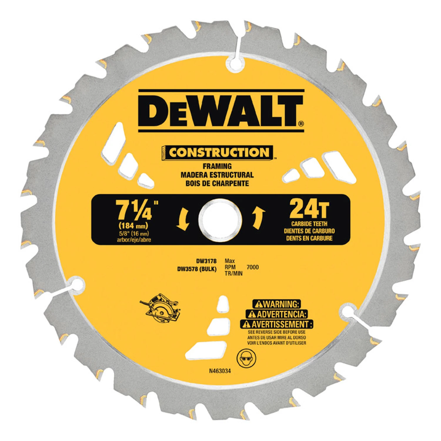 Carbide Saw Blade, 24-TPI, 7-1/4-In.