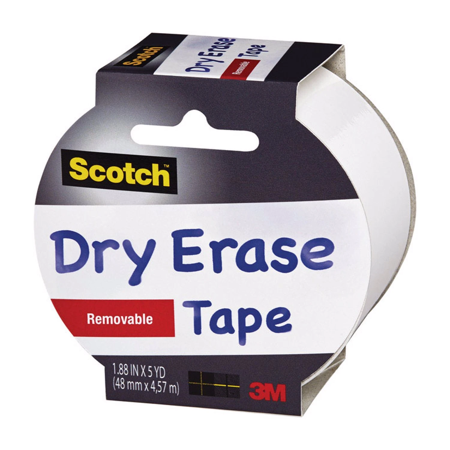 1.88 In. W X 5 Yd L Removable Dry Erase Tape White