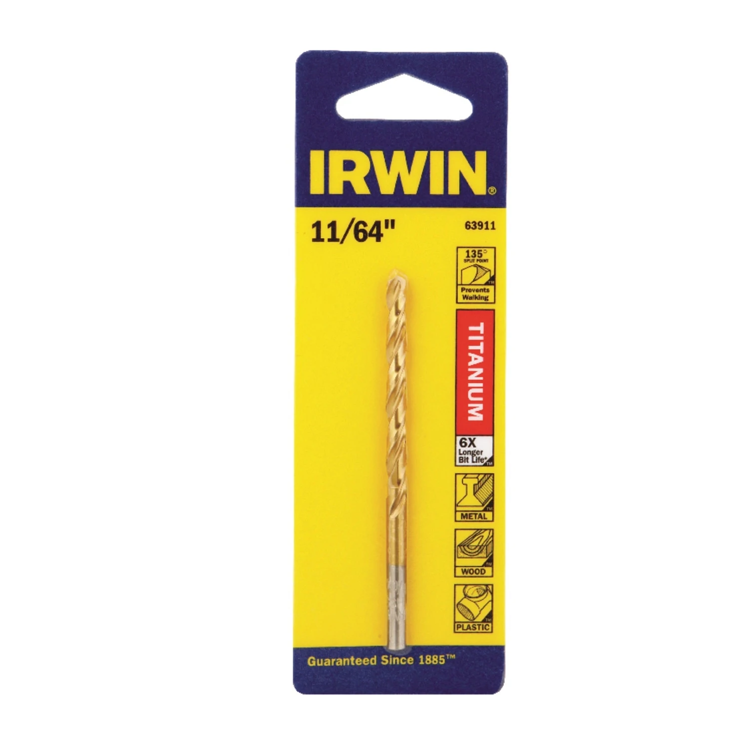 Titanium Coated Jobber Length Drill Bit, 11/64 Inch Diameter