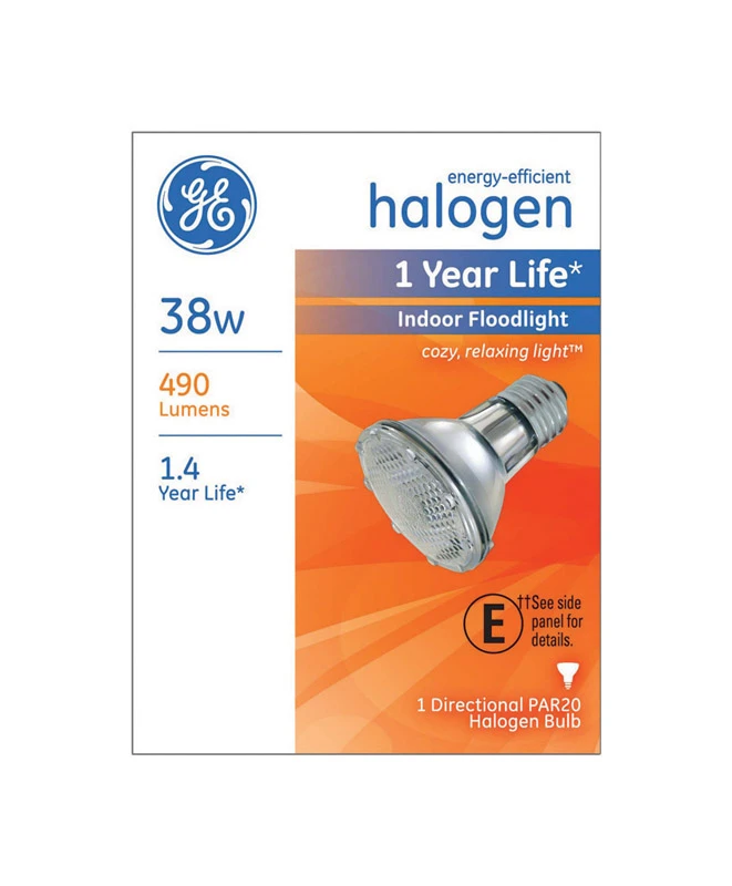 38-watt Par20 Halogen Flood Light Bulb, Indoor, 490 Lumens, Medium Base, 1 Pk