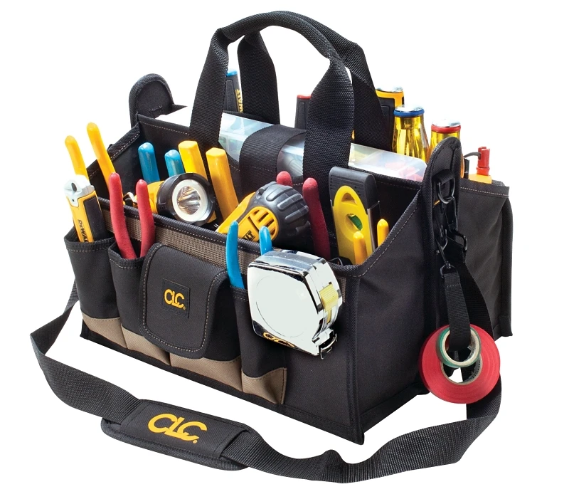 17-pocket 16 In. Center Tray Tool Bag With Padded Shoulder Strap