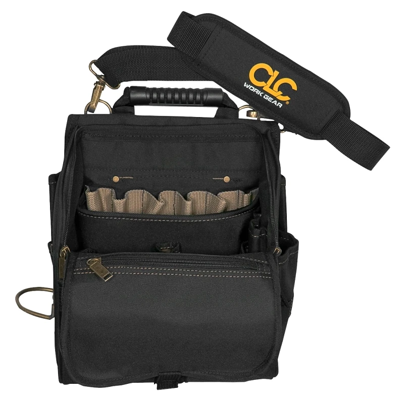 21-pocket Zippered Electrician's Tool Pouch, Black Polyester, Model 1509
