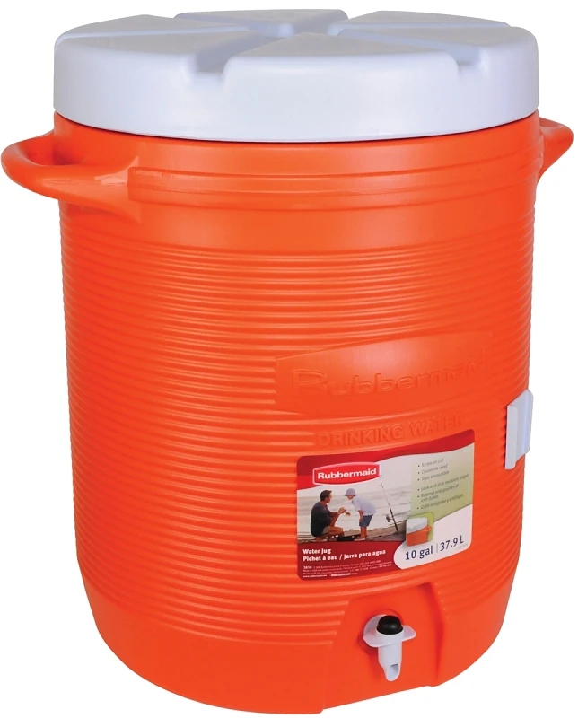 10 Gallon Orange Water Cooler Durable Portable Beverage Dispenser with Spigot