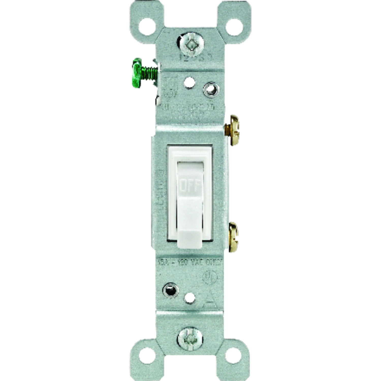 15 Amp Single-Pole Toggle Light Switch, White