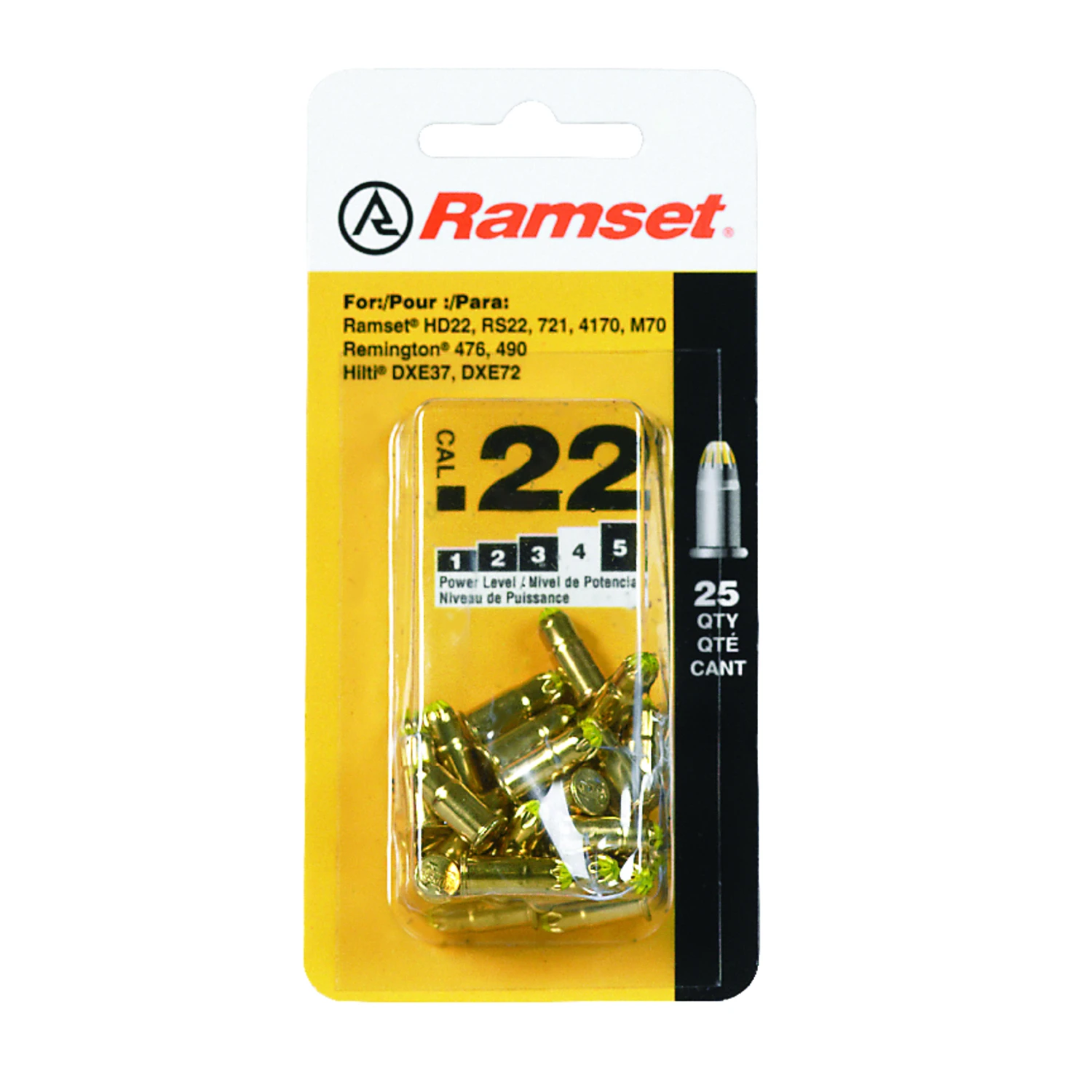 Ramset .22 Caliber Level 4 Yellow Powder Load (25-Pack)