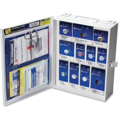1050-fae-0103 Medium First Aid Cabinet, Metal, 112 Pieces For 25 People