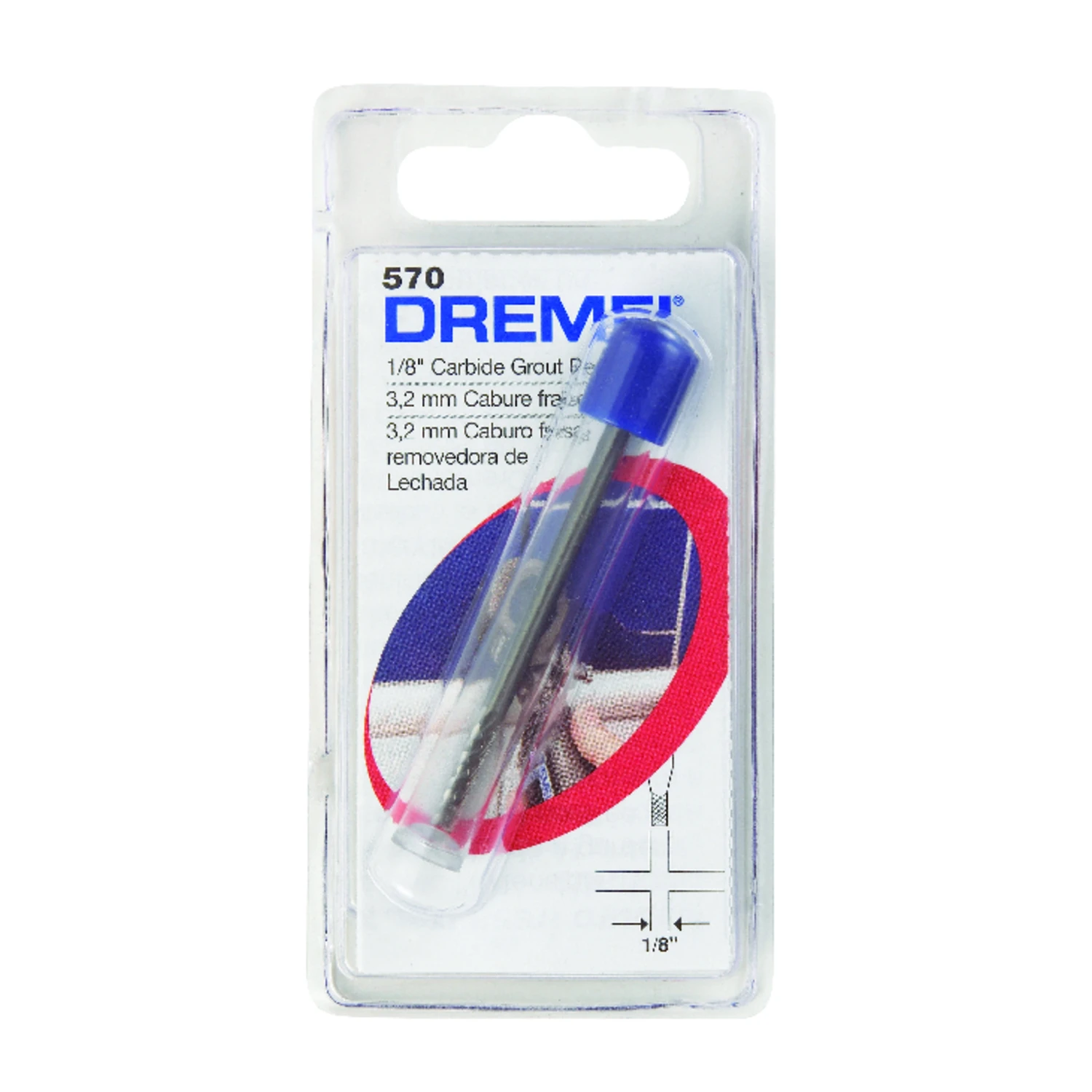 Dremel 1/8 in in. X 1-1/2 in. L Carbide Tipped Grout Removal Bit 1 pk