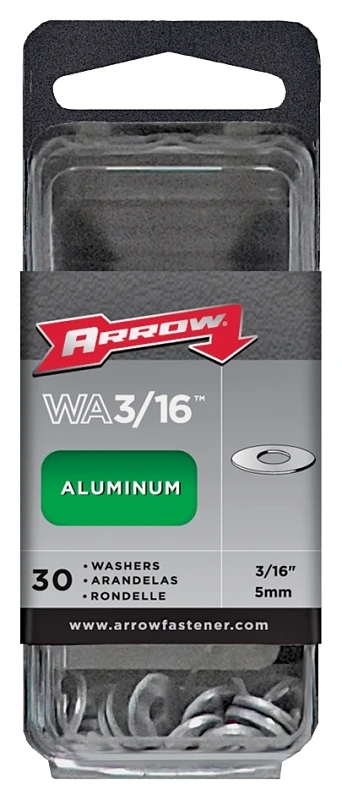 Arrow 3/16 in. D Aluminum Flat Washers Silver 30 pk