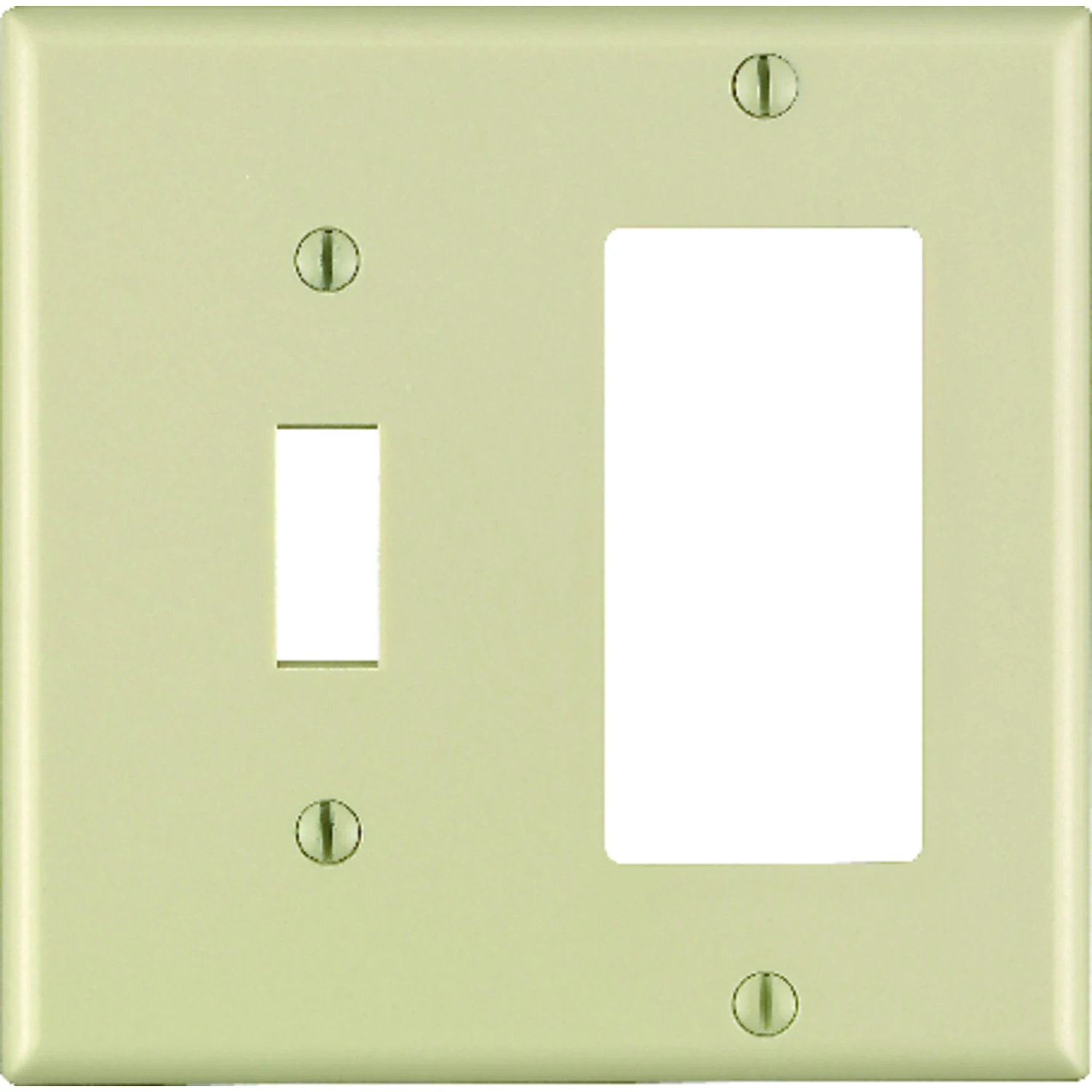 Leviton Decora 2-Gang Thermoset Single Toggle/Rocker Wall Plate, Ivory