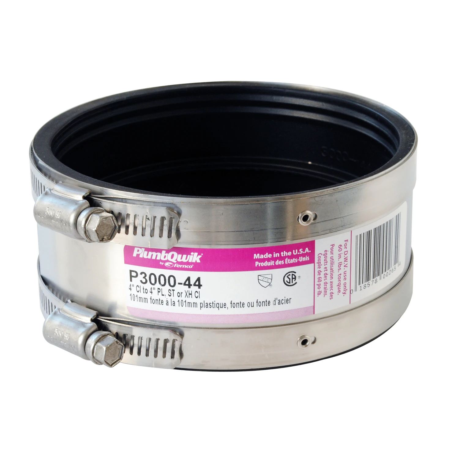 Specialty Shielded Coupling, Connects Cast Iron to Plastic/Steel/Cast Iron, 4 In.