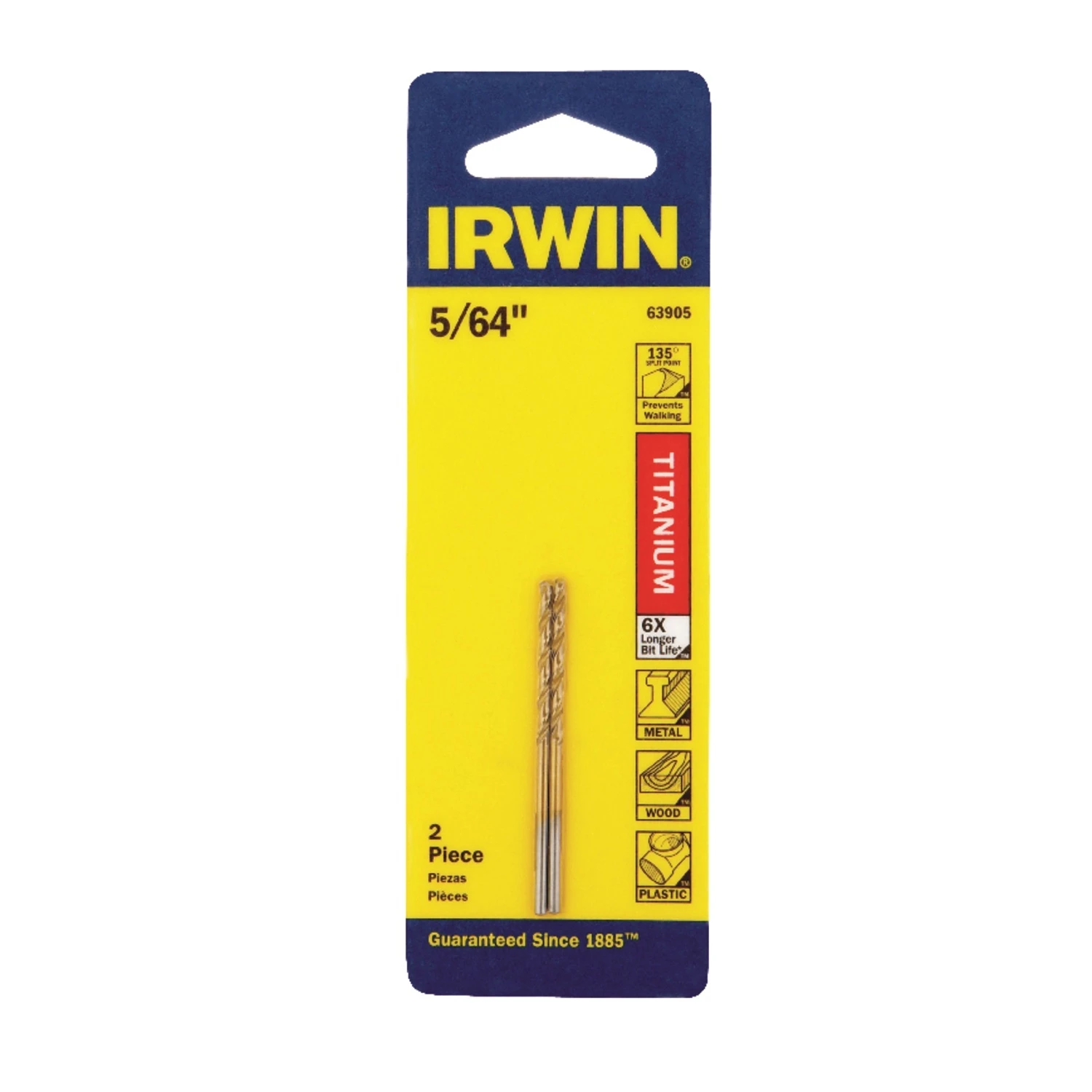 Titanium Coated Jobber Length Drill Bit, 5/64 Inch Diameter