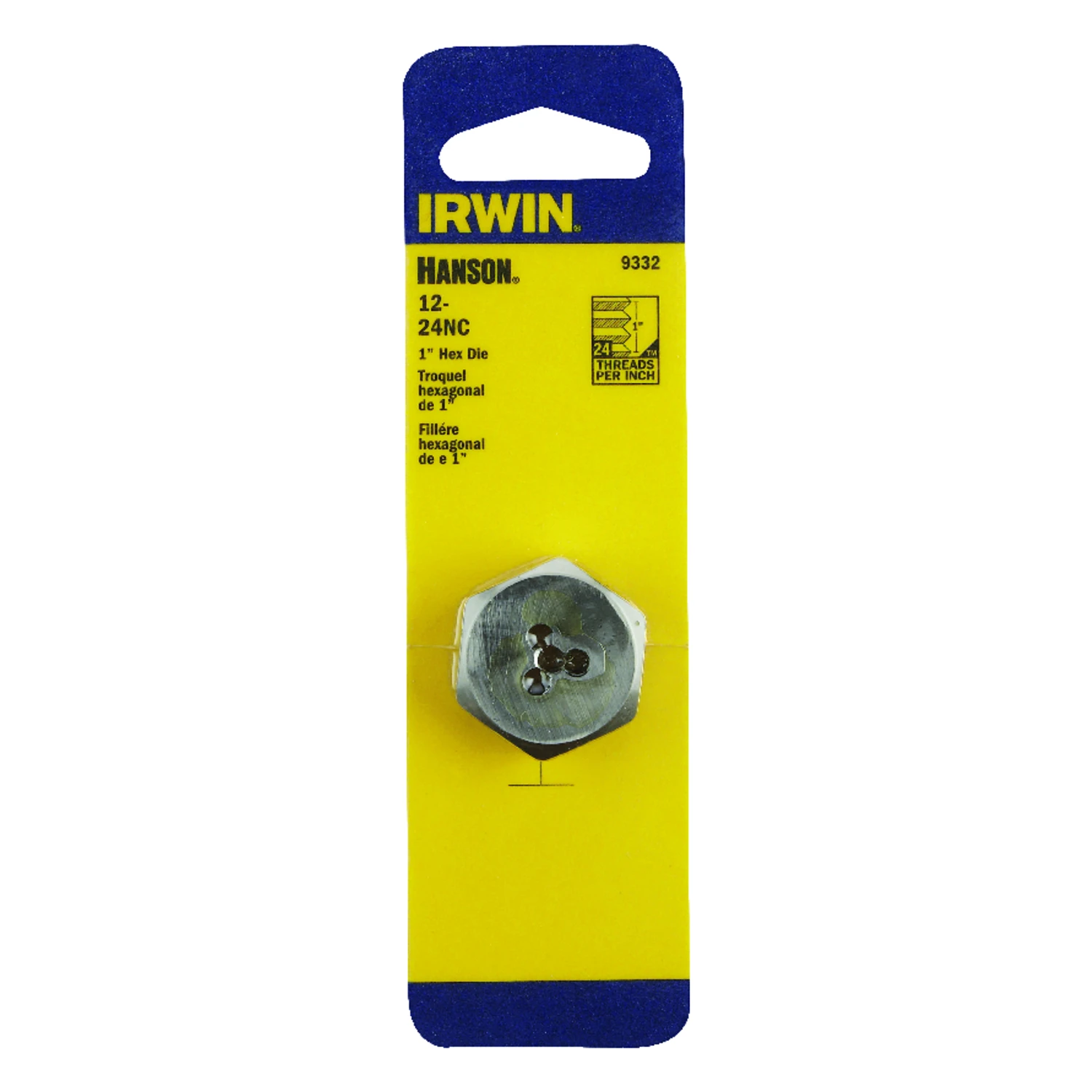 9332zr Hexagon Machine Screw Die, #12-24 Nc Thread, High Carbon Steel