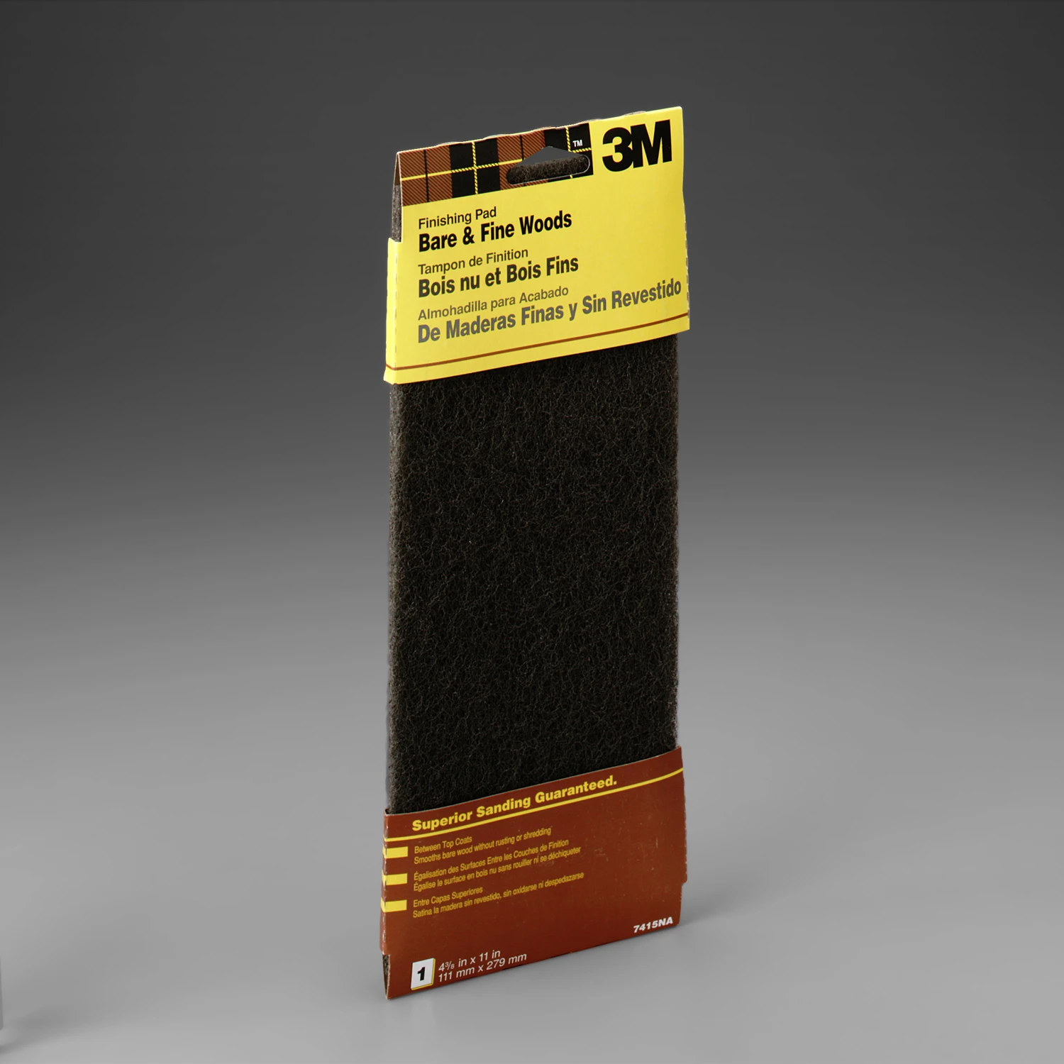 Fine Sanding Wood Finishing Pad, 4.375 In. X 11 In., Gray, Fine Grit