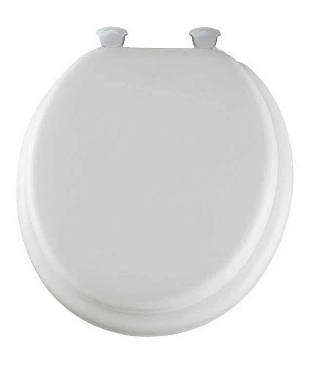 Round Cushioned Vinyl Soft Toilet Seat with Easy-Clean and Change Hinge in White