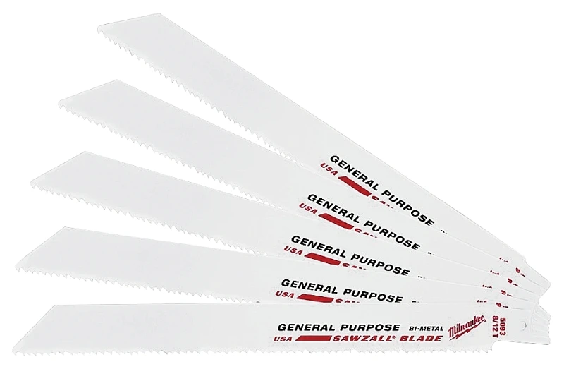 Milwaukee SAWZALL 8 In. 8/12 TPI Multi-Material Reciprocating Saw Blade (5-Pack)