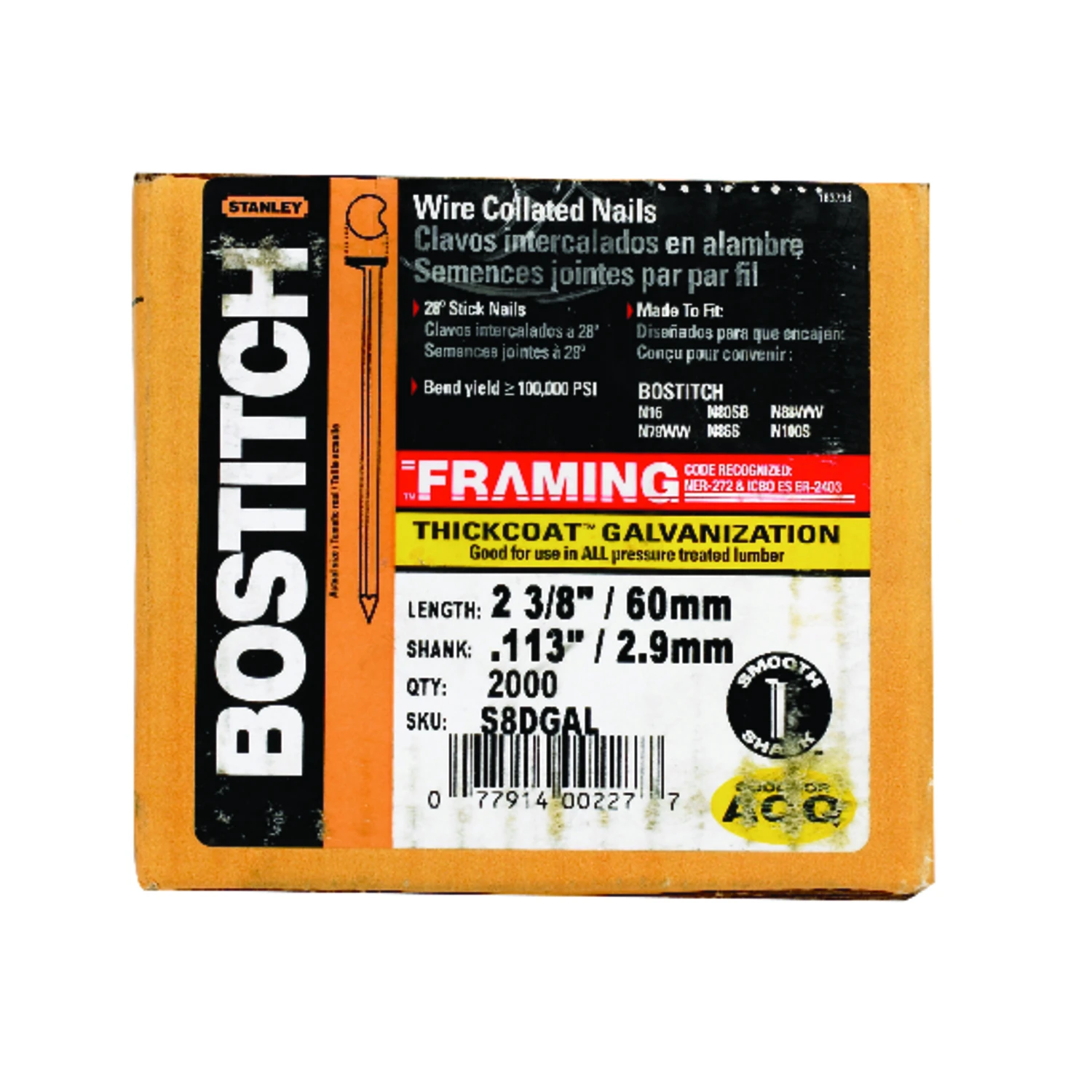 Collated Angled Framing/Decking Nails, 2-3/8 x .113 In., 2,000-Ct.