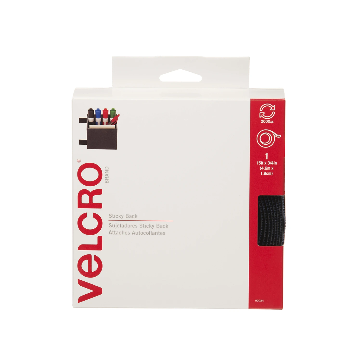 Sticky Back Fastener Tape, Navy, 15-Ft. x 0.75-In.