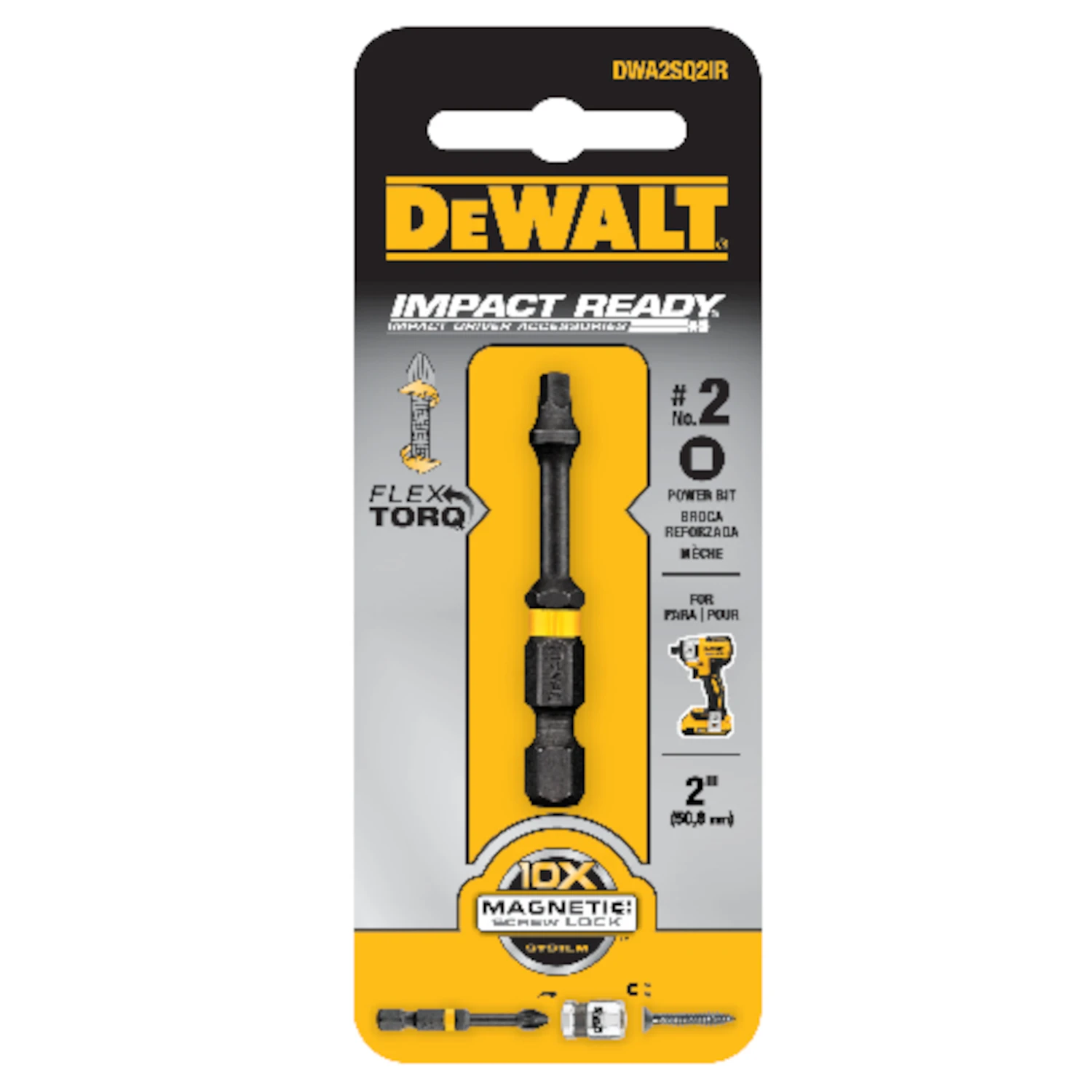 #2 Impact-Ready Square Recess Bit, 2 In.