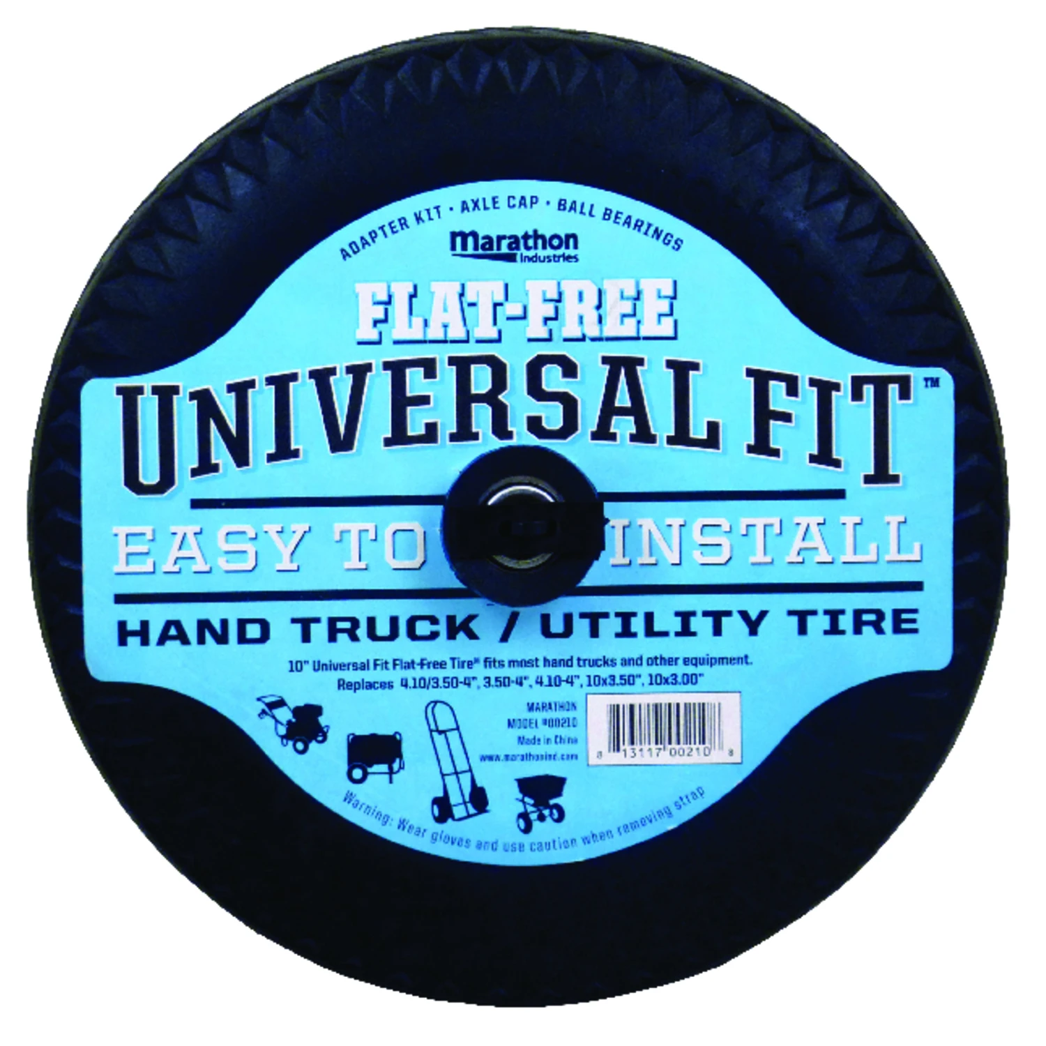 Universal Hand Truck Tire, Flat-Free, 4.10/3.50 - 4 In.