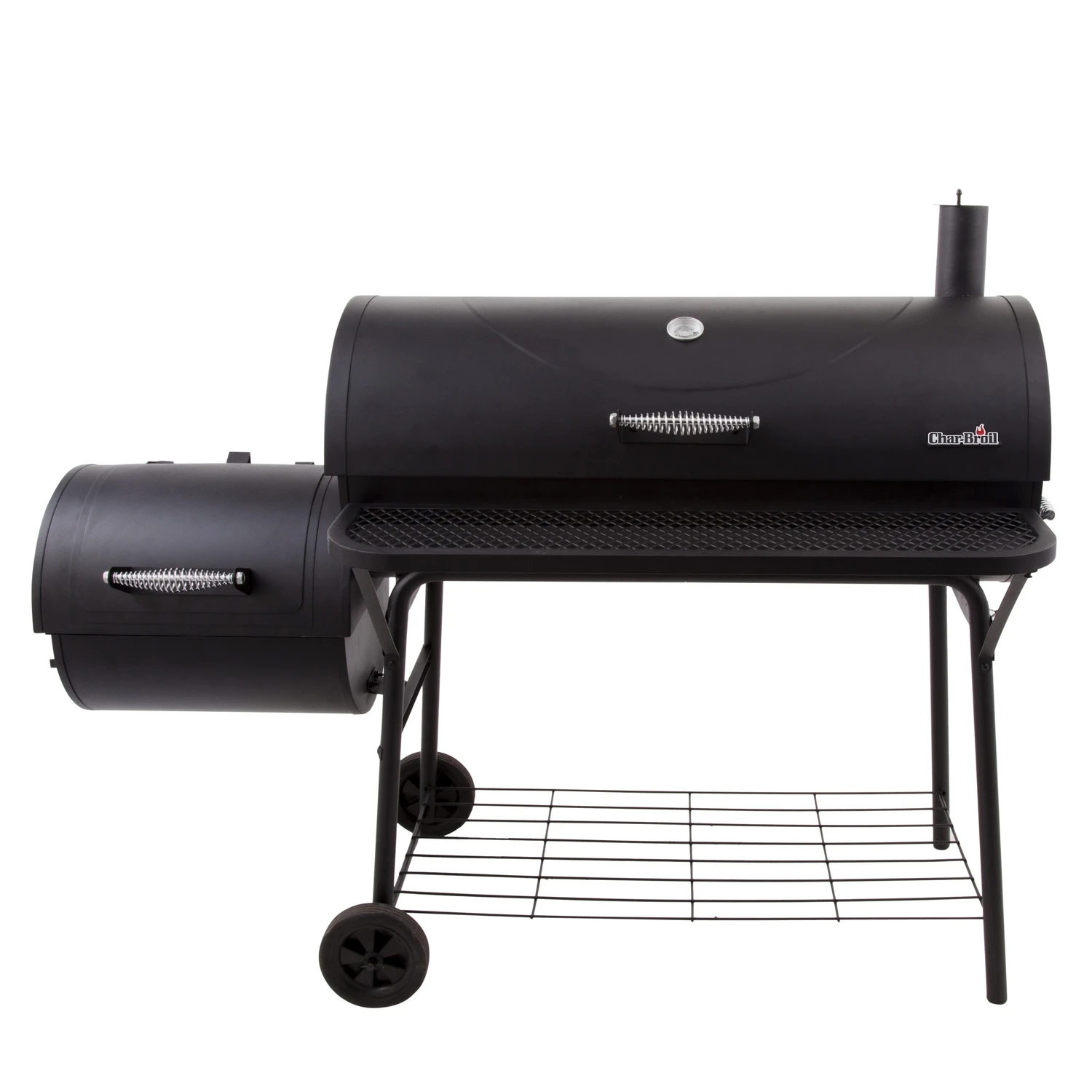 Deluxe Offset Charcoal Smoker Grill, 3 Grate, 1280 Sq-in Cooking Surface, Black