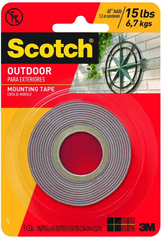 Outdoor Double-sided Mounting Tape, 1-inch X 5-feet, 15 Lbs Capacity