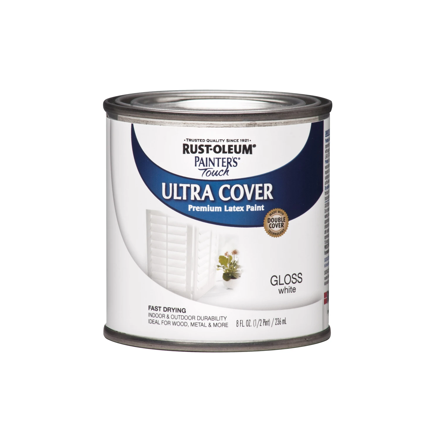 Painter's Touch 2x Ultra Cover Premium Latex Paint, White Gloss, 0.5 Pt.