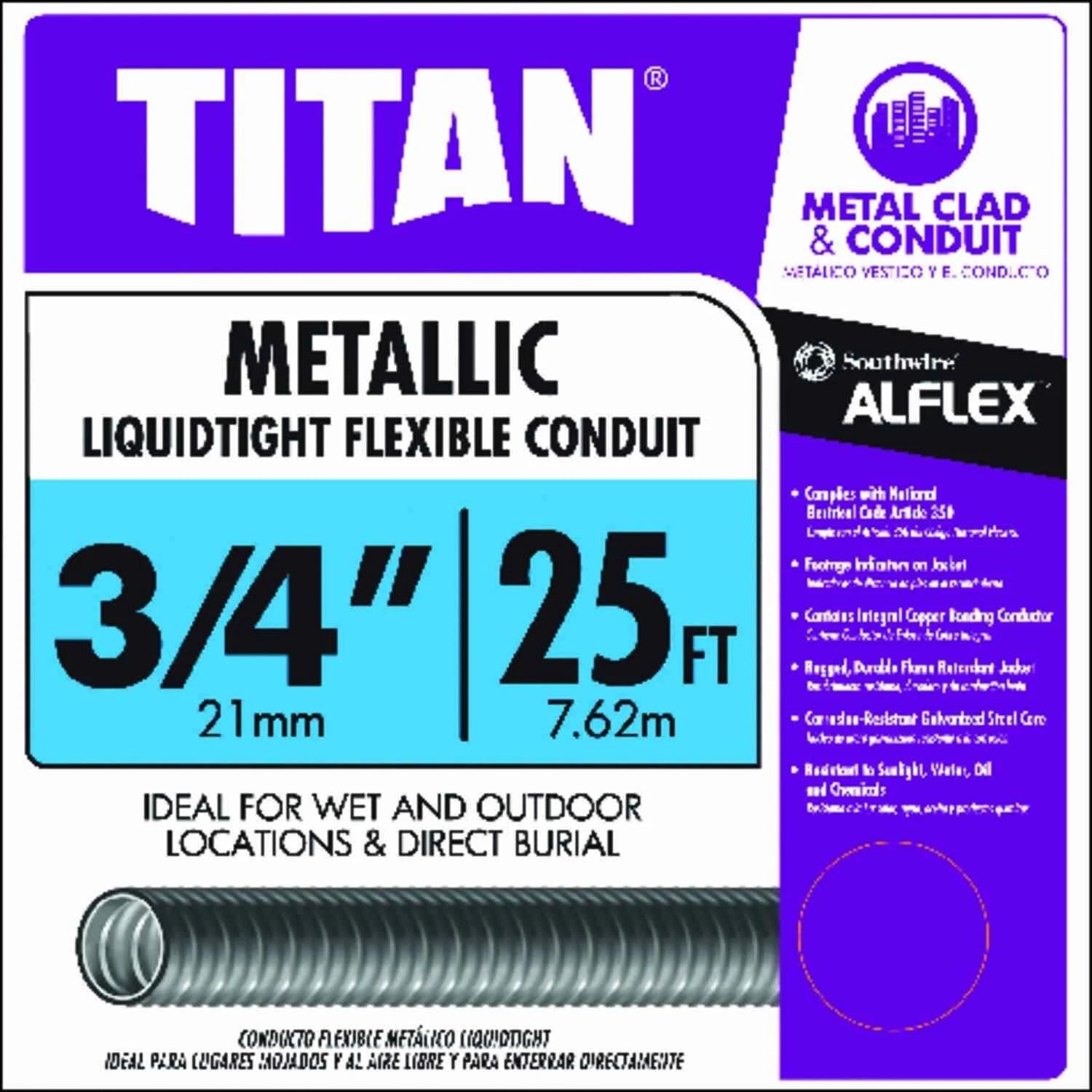 3/4 In. X 25 Ft. Liquidtight Flexible Metallic Conduit