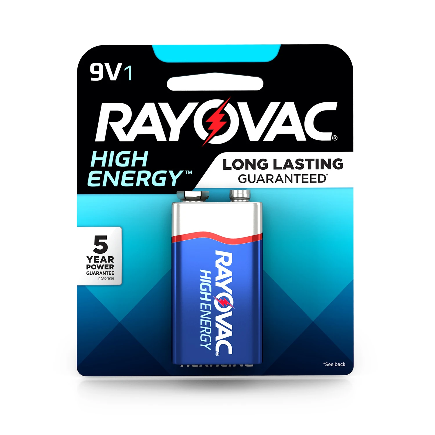 High Energy 9 Volt (9V) Alkaline Battery, 1 Pack