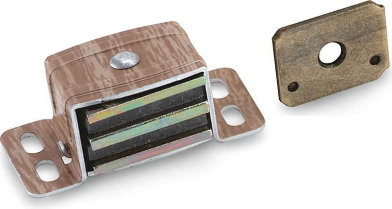 Woodgrain Magnetic Catch, 2-1/16 In. L X 1 In. W, Aluminum