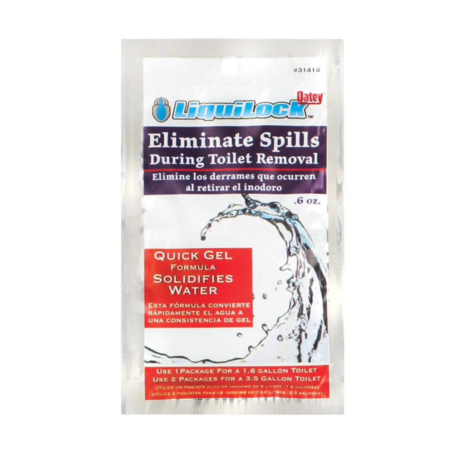 Liquilock Toilet Installation Gel, 0.6 Oz - Quick Acting Water Solidifier
